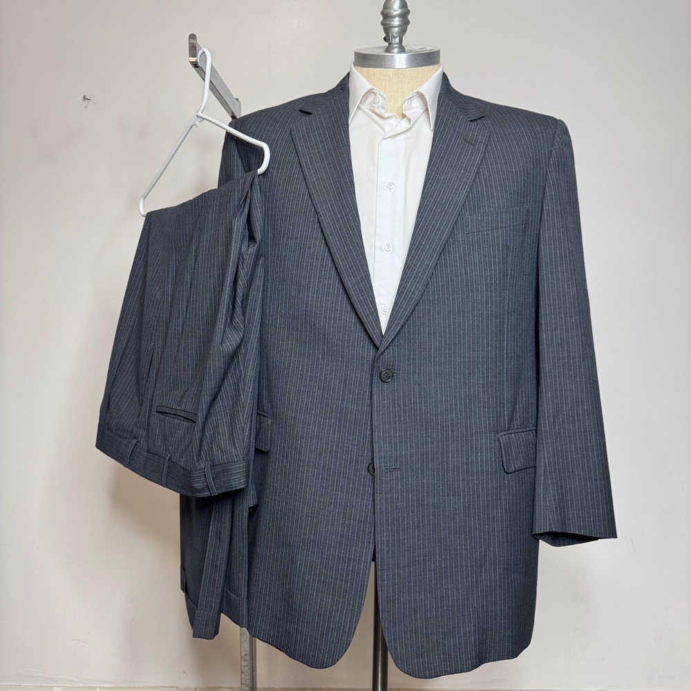 Coppley Brothers Custom Tailored‎ 100 Wool Pinstripe Suit Mens 48L 40W